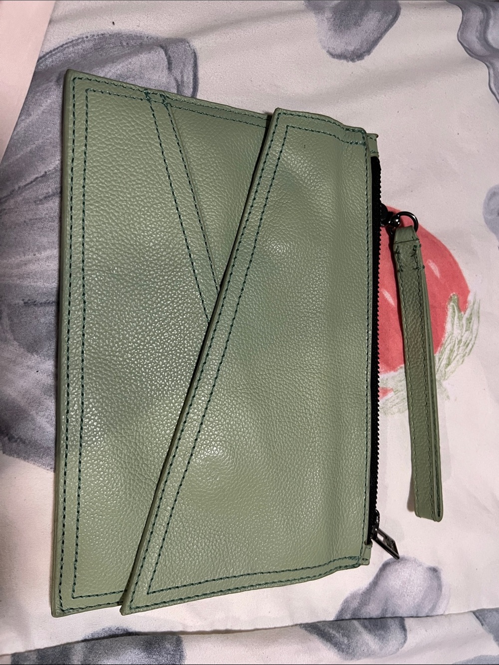 Botkier Mint Green Pebbled Leather Wristlet Clutch (like new)